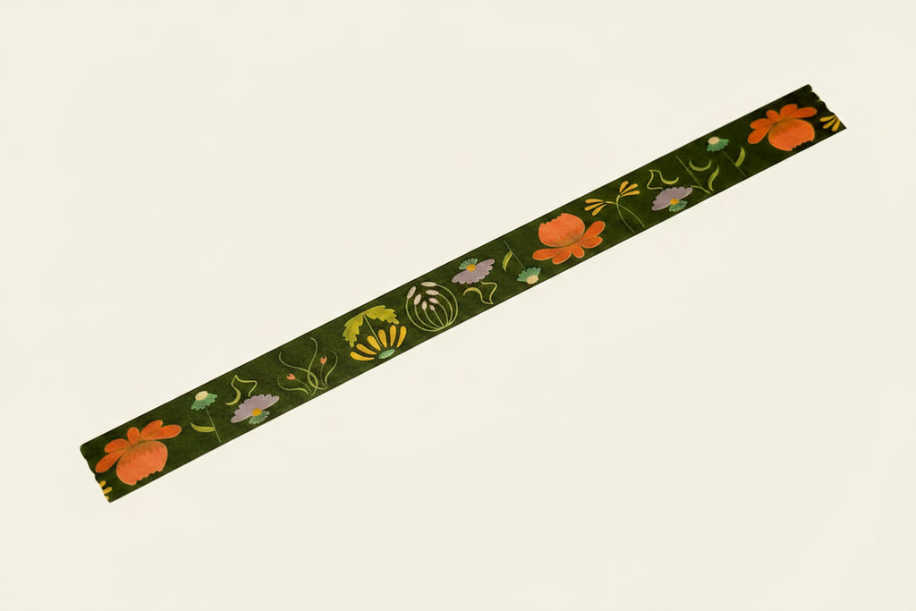 Decorative tape with floral design on a white background