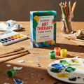 Guided Art Therapy Card Deck packaging with colorful design on a gray background