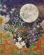 Cover of Autumn Moon Journal featuring night-blooming florals and gold foil accents