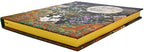Close-up of embossed floral detail and shimmering gilded page edges