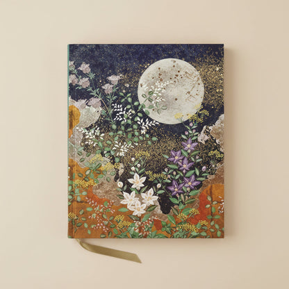 Beautiful Autumn Moon embossed journal with ribbon bookmark