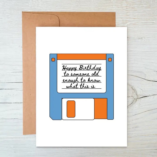 Floppy Disk Birthday Card – Retro Tech Greeting for Nostalgic & Vintage Lovers