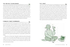 Page from a book with text and a stylized illustration of a person sitting with a laptop.