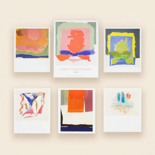 Set of six abstract art prints on a white background
