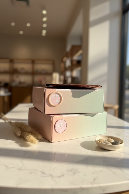 Image of packages with a wax seal sticker from Rochambeau Home.