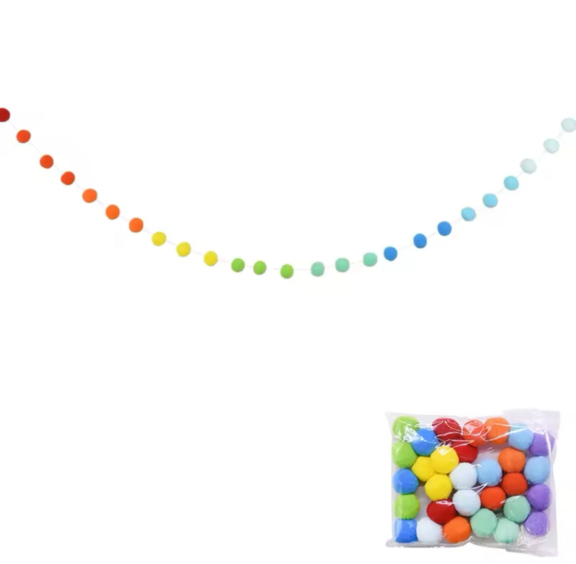Felt ball garland coiled neatly for display or storage