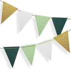 Close-up of large paper flags with rich tones and sharp edges