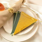 Close of view of the Glittery Gold paper on the triangle banner