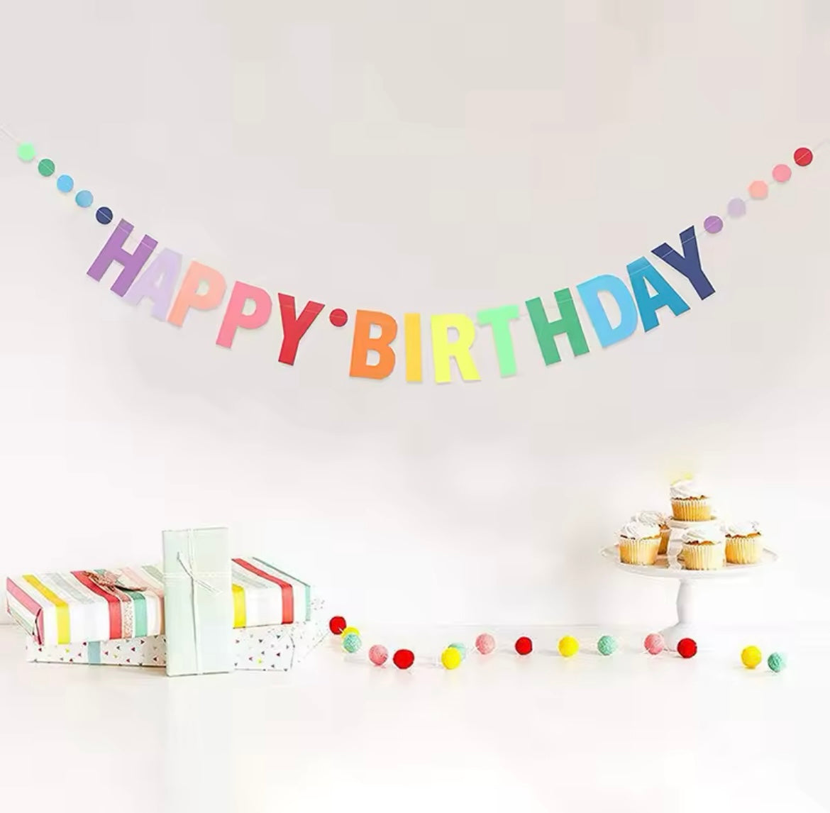 Celebrate every kind of birthday with this rainbow gradient Happy Birthday banner! Designed with bright, cheerful hues and dotted rainbow accents, this paper garland is a versatile must-have for kids’, adults’, and inclusive birthday parties. Whether you're throwing a backyard bash, classroom celebration, or indoor soirée, this lightweight banner adds instant color and happy vibes.