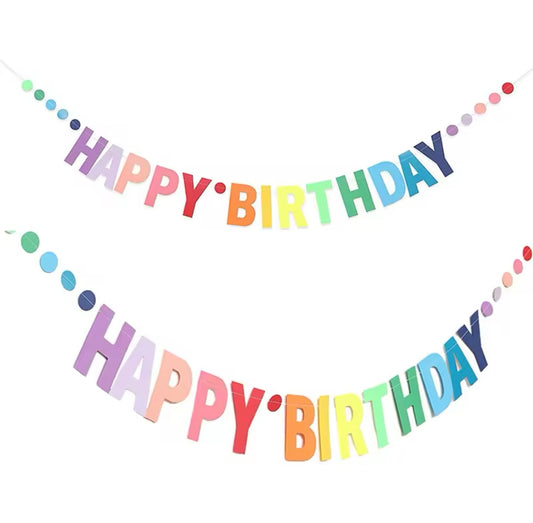 Full paper garland strung across a festive party wall