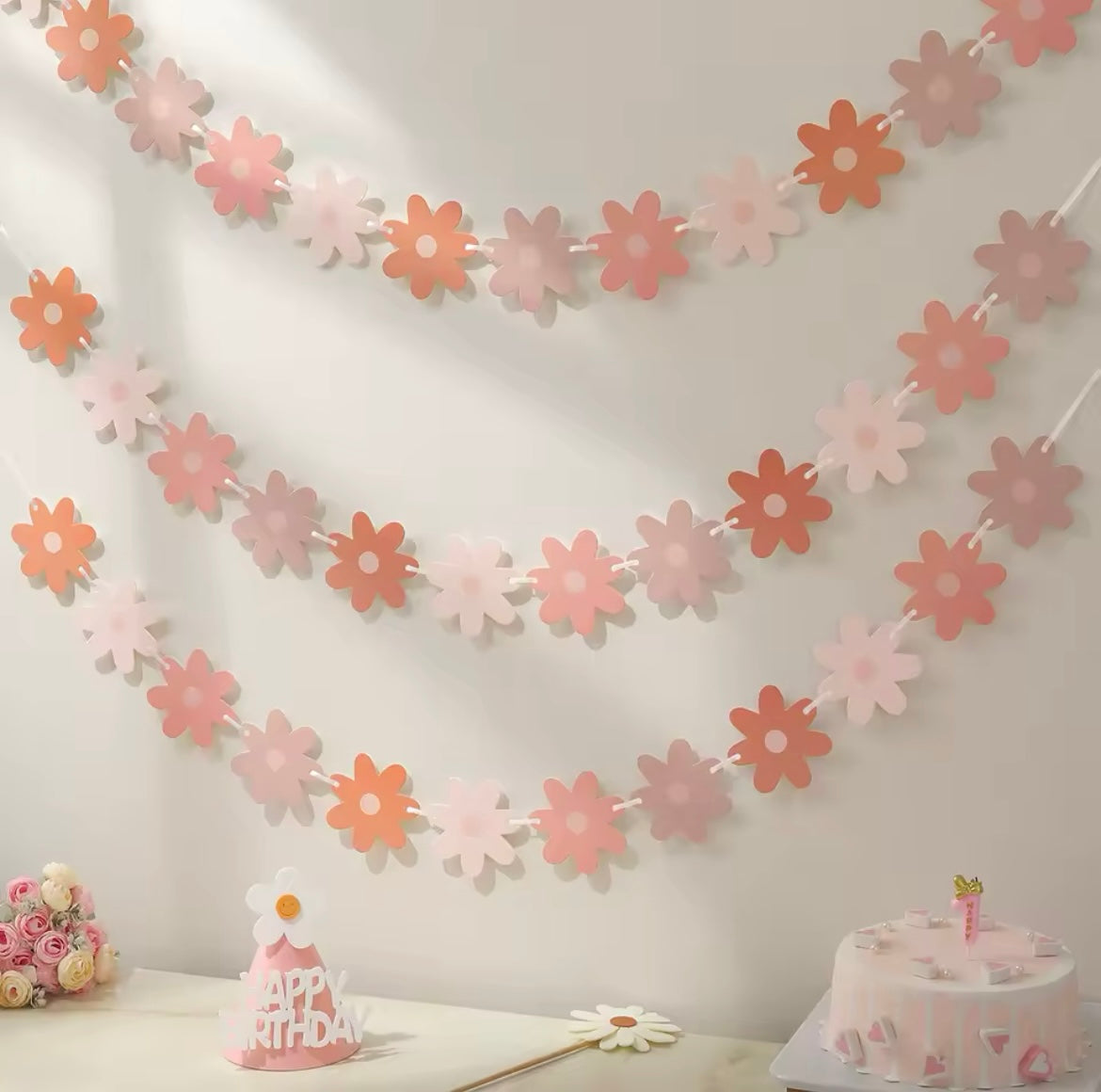 Celebrate your birthday with this beautiful paper daisy inspired party banner