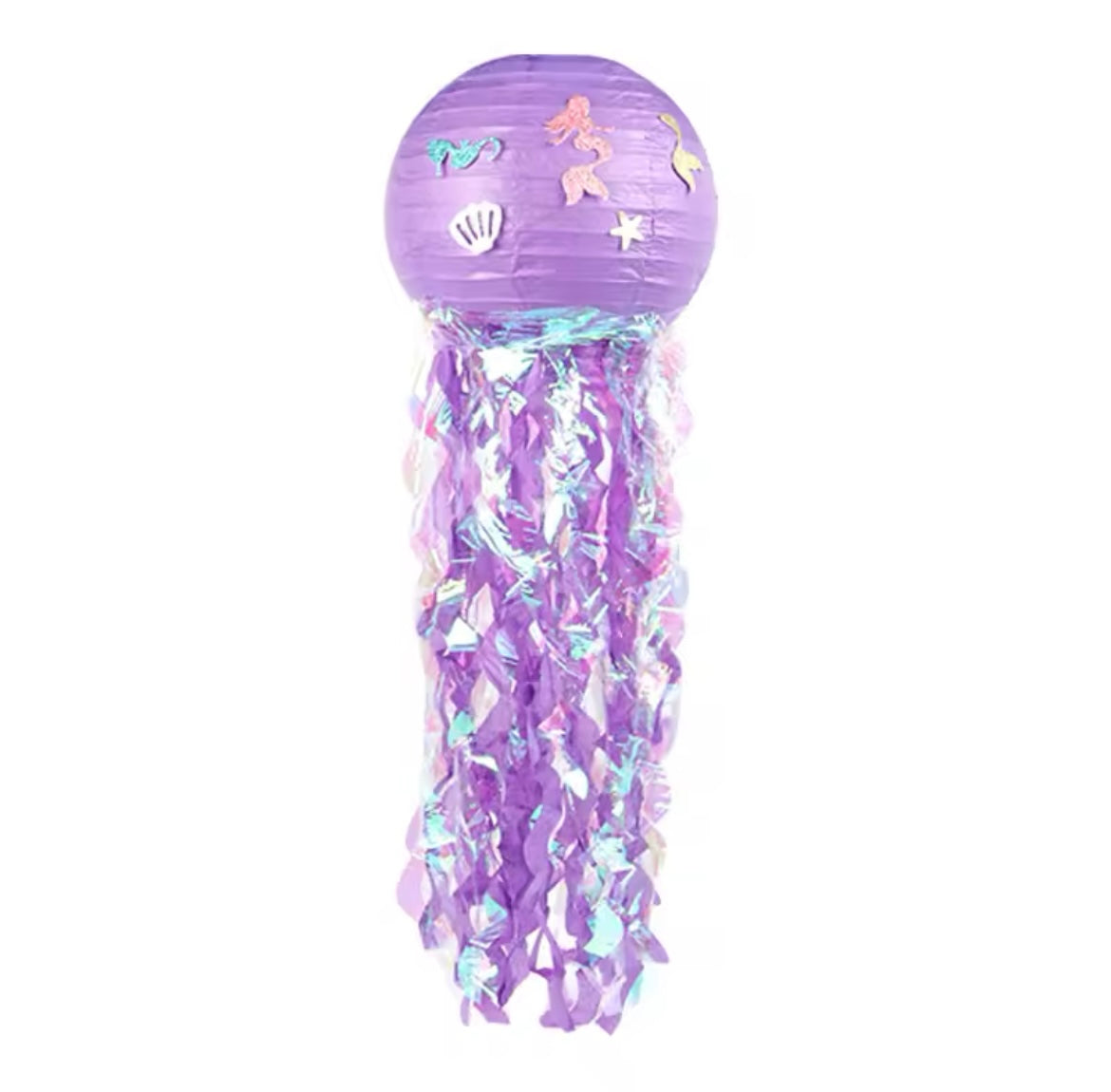 Purple jellyfish paper lantern with iridescent streamers