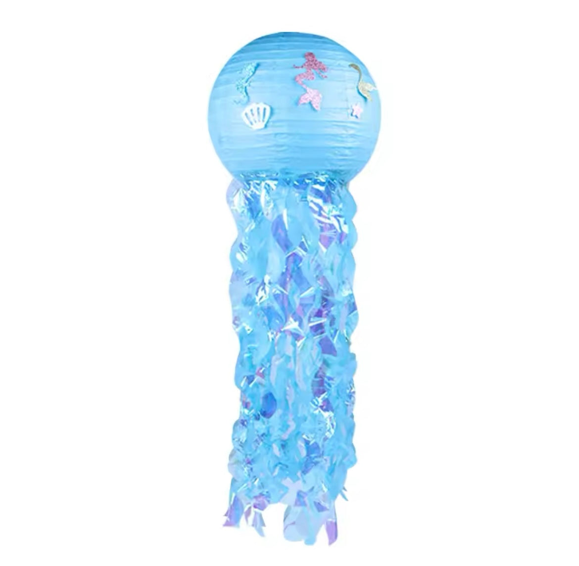 Multicolored jellyfish paper lantern with flowing streamers