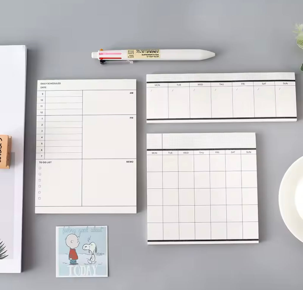 Monochrome monthly weekly daily planner notepads