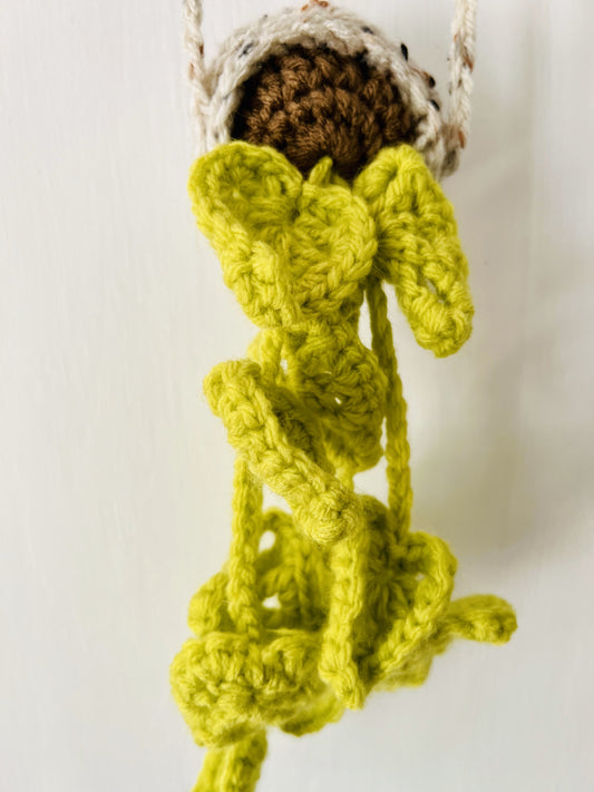 Adorable Sprite Baby – Small Crocheted Air Plant in Bright Green