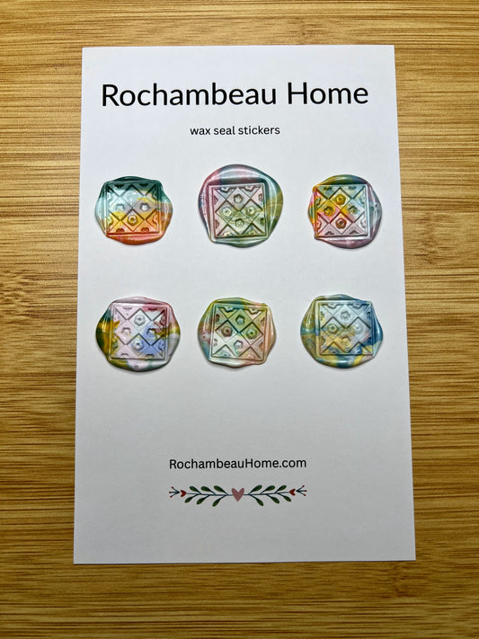 Rainbow Dot Floral Wax Seal Stickers for Eco-Friendly Gifts, Colorful Letters, and Upcycled Celebration Style