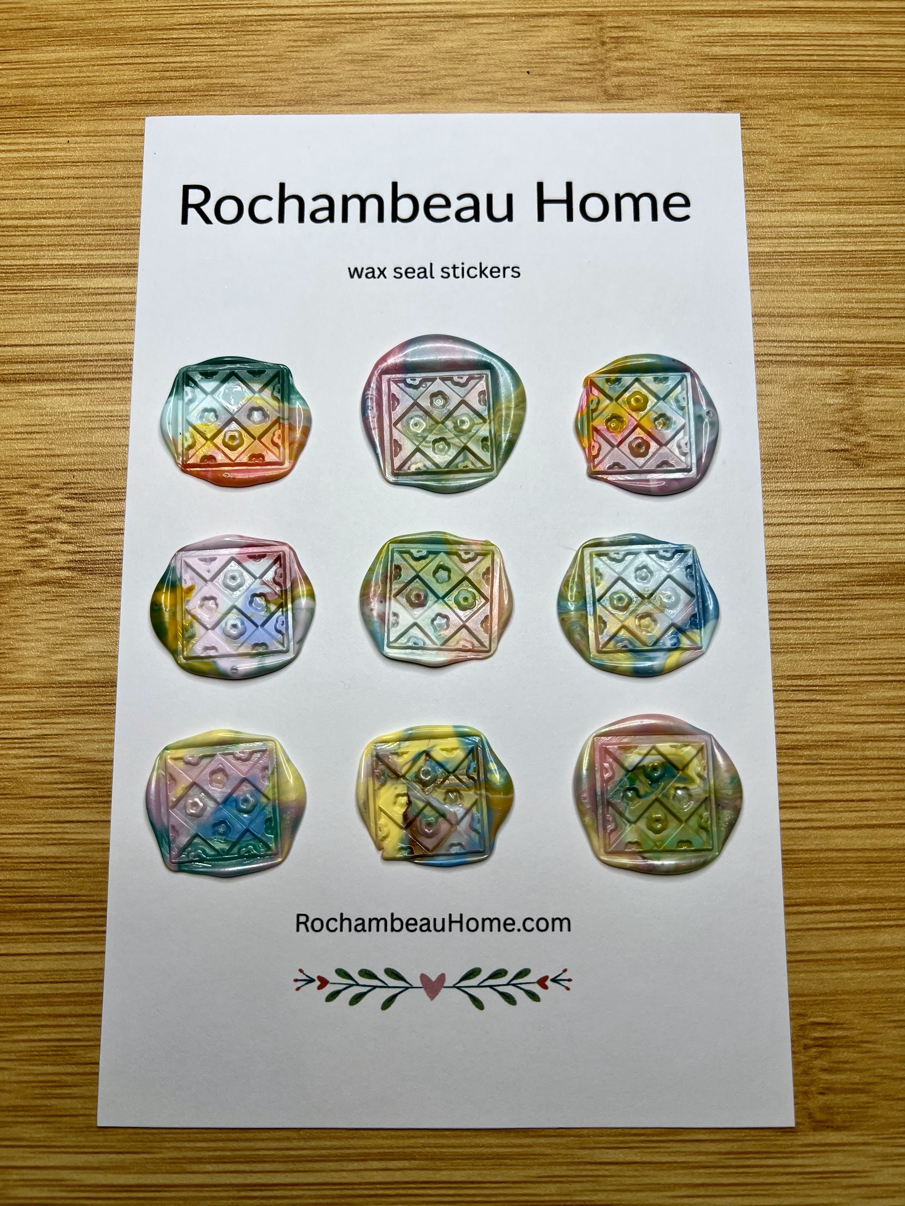 Rainbow Dot Floral Wax Seal Stickers – Transformative Eco‑Friendly Design (6, 9, or 18 Pack) Handmade Colorful Accents for Gifts & Stationery