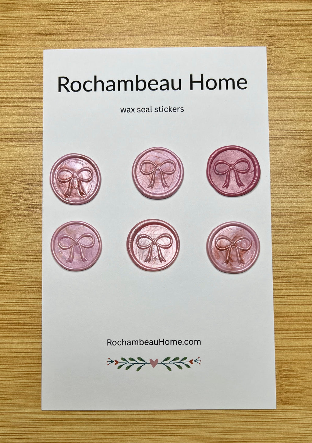 Elegant Bow wax seal stickers in a pink theme