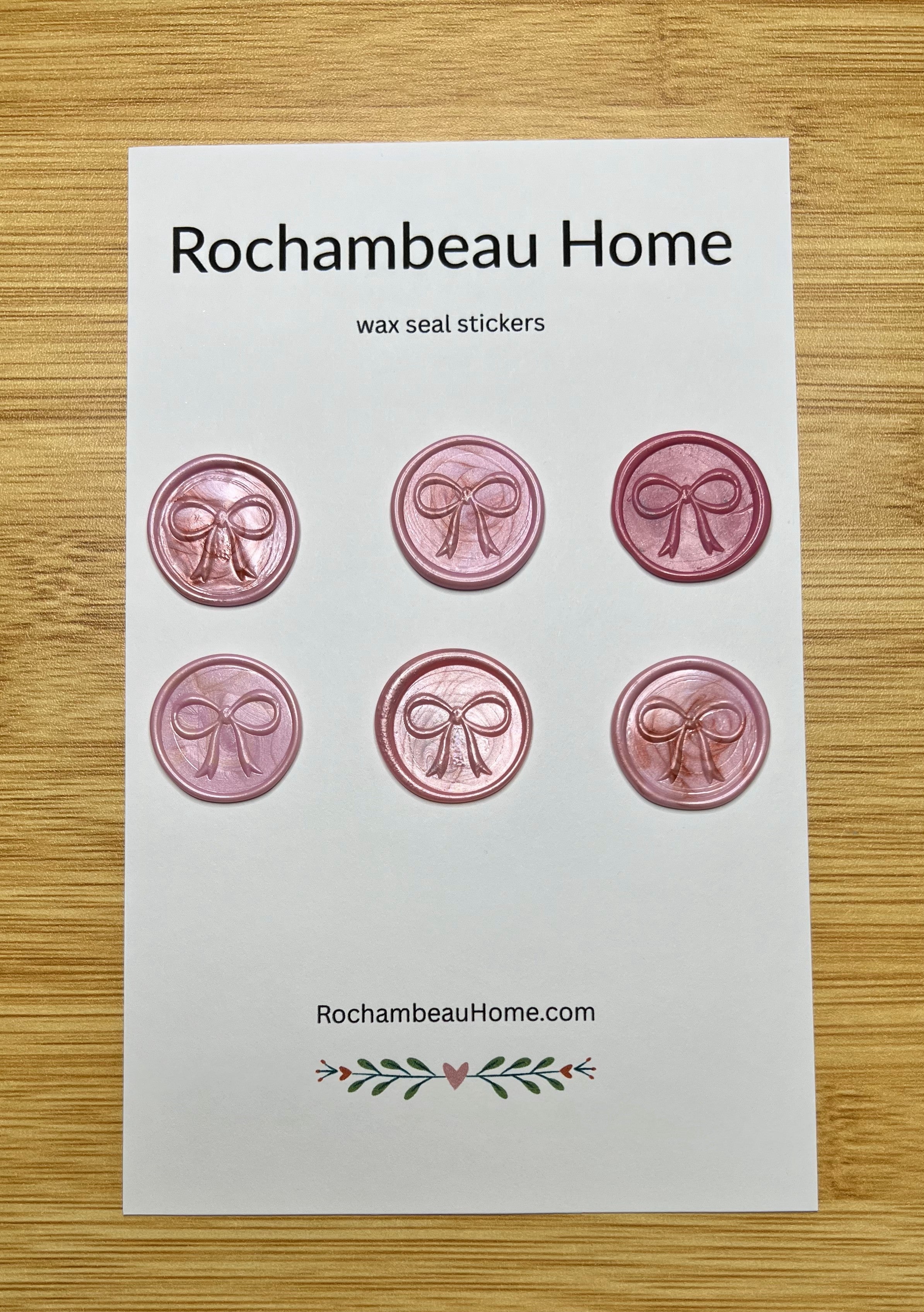 Elegant Bow wax seal stickers in a pink theme