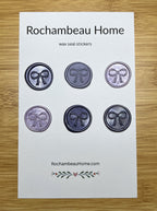 Elegant Bow wax seal stickers in a purple theme
