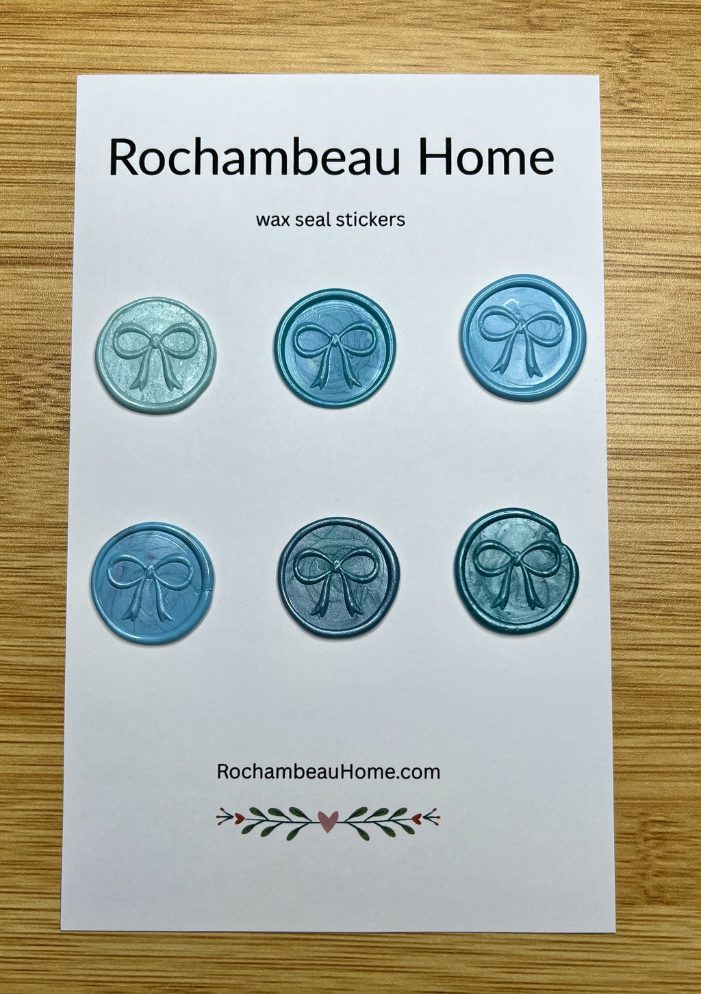 Elegant Bow wax seal stickers in a blue theme