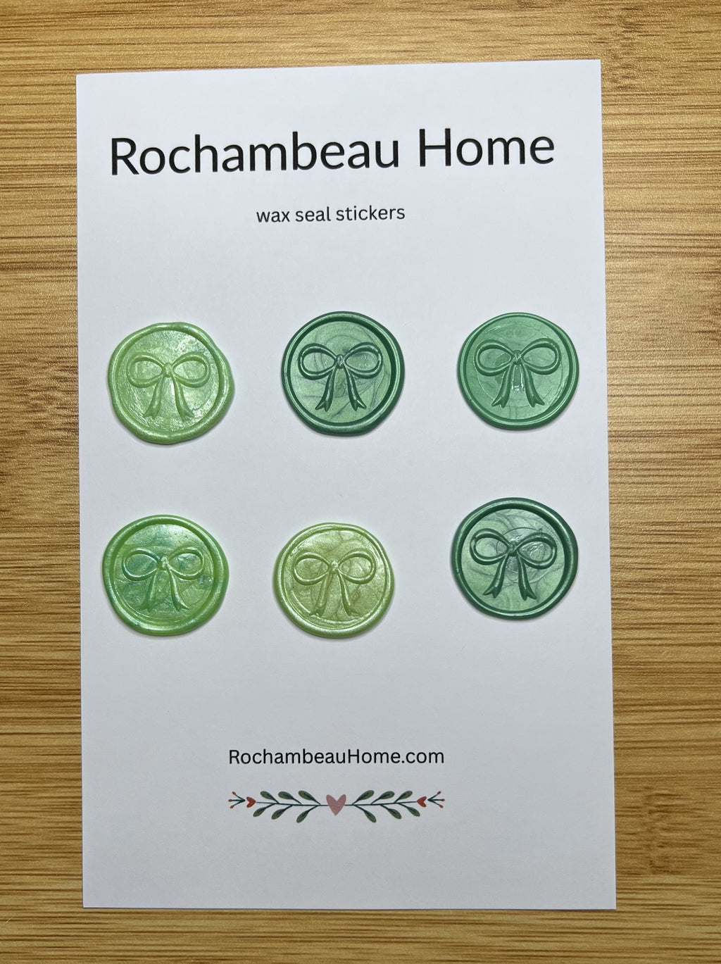 Close up view of the Elegant Delicate Bows in a green theme