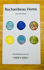 Multicolor “Hand Made” wax seals with 3D embossed handprint displayed on a product card