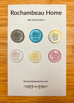 "Thank You" (Style 2) wax seal stickers in a variety of colors on a 6 pack card