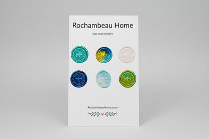 Airplane embossed wax seal stickers in a multicolor theme created by Rochambeau Home 