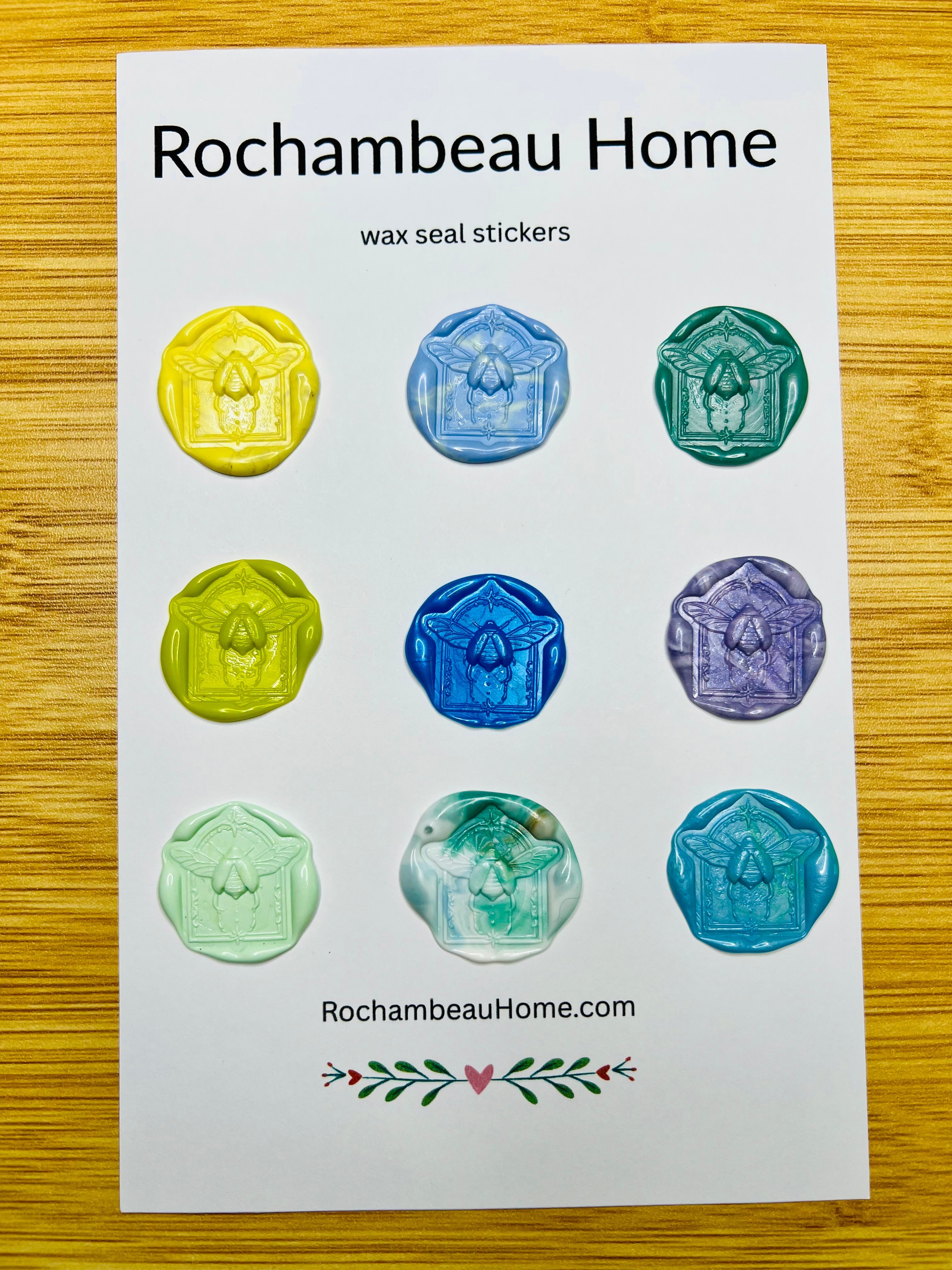 Six- and nine-pack scarab wax seals packaged with tab for gifting or retail