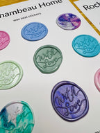 "With Love" wax seal stickers in a multicolor theme