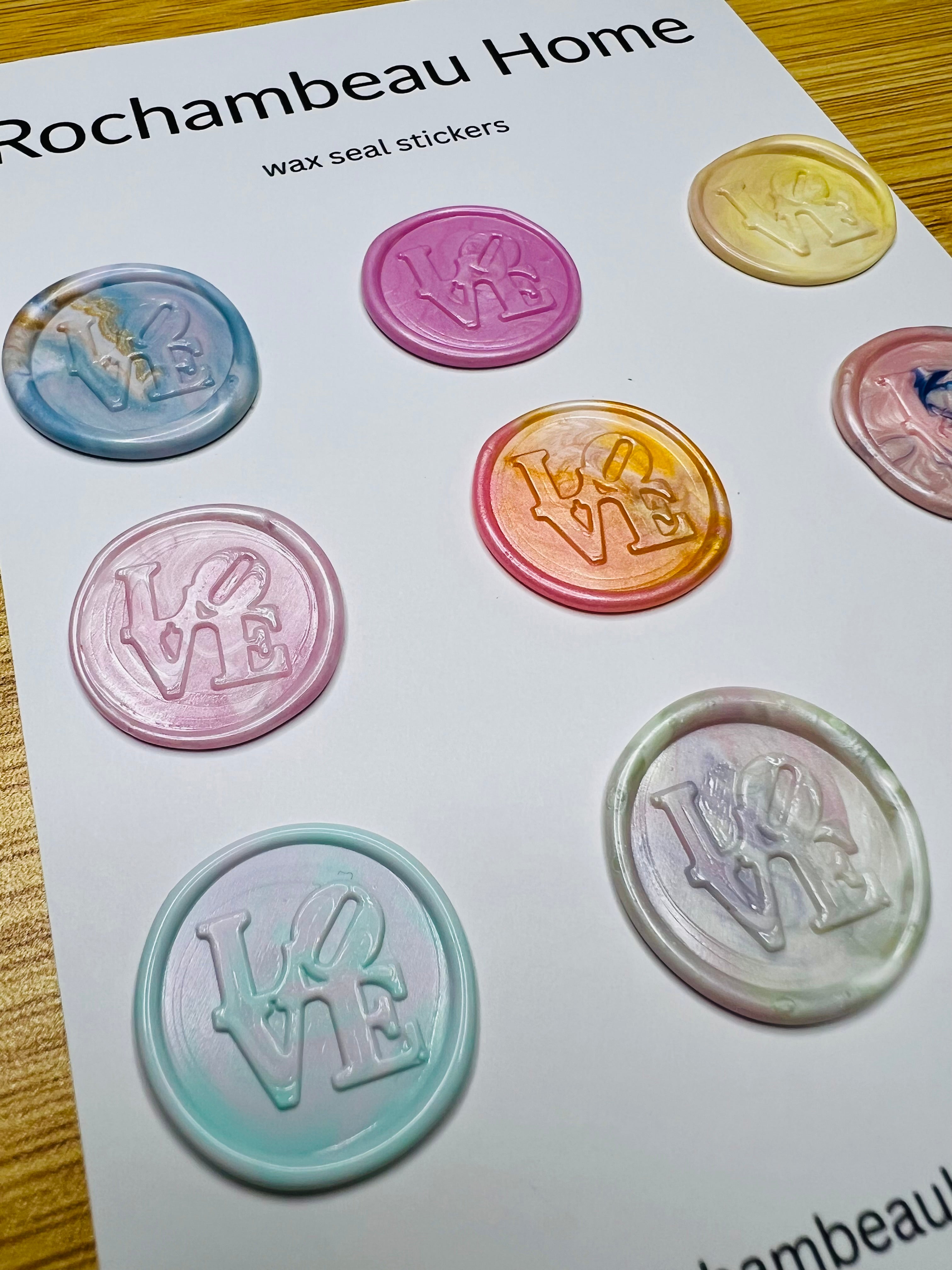 Iconic LOVE wax seal sticker in a variety of colors
