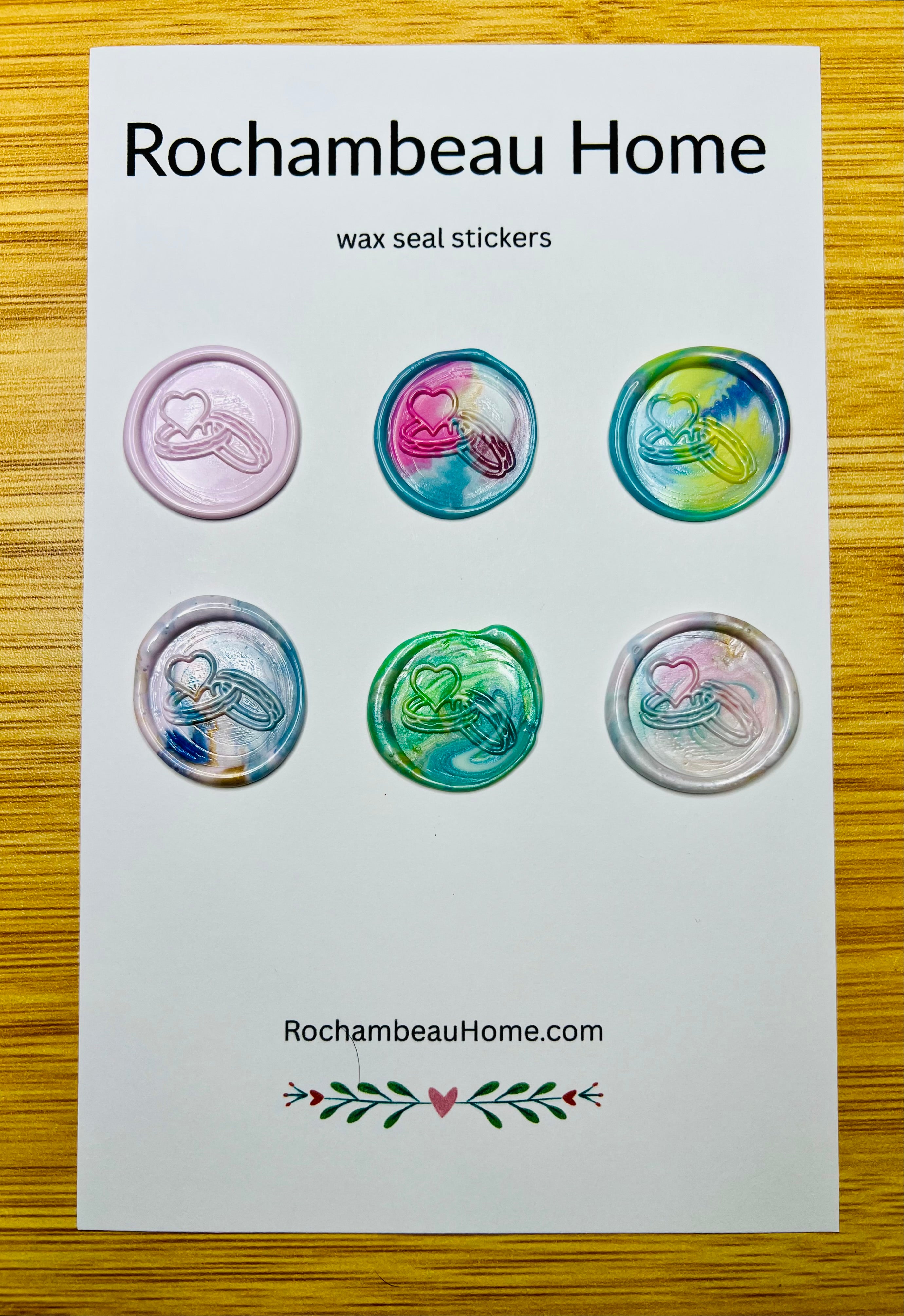 6 Pack Card of Bound by Love wax seal stickers