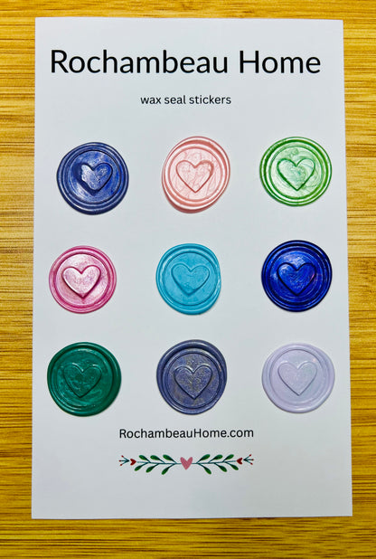 9 pack card of heart stamps in a variety of solid colors in a variety of colors