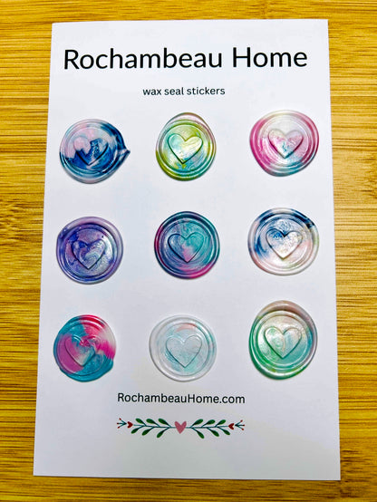 A close up view of a 9 pack card in multi-color