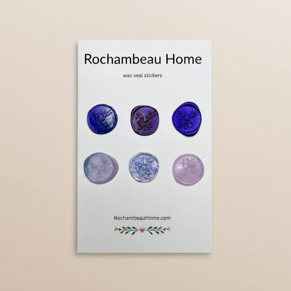 Written in the Stars wax seal stickers created by Rochambeau Home in a purple theme