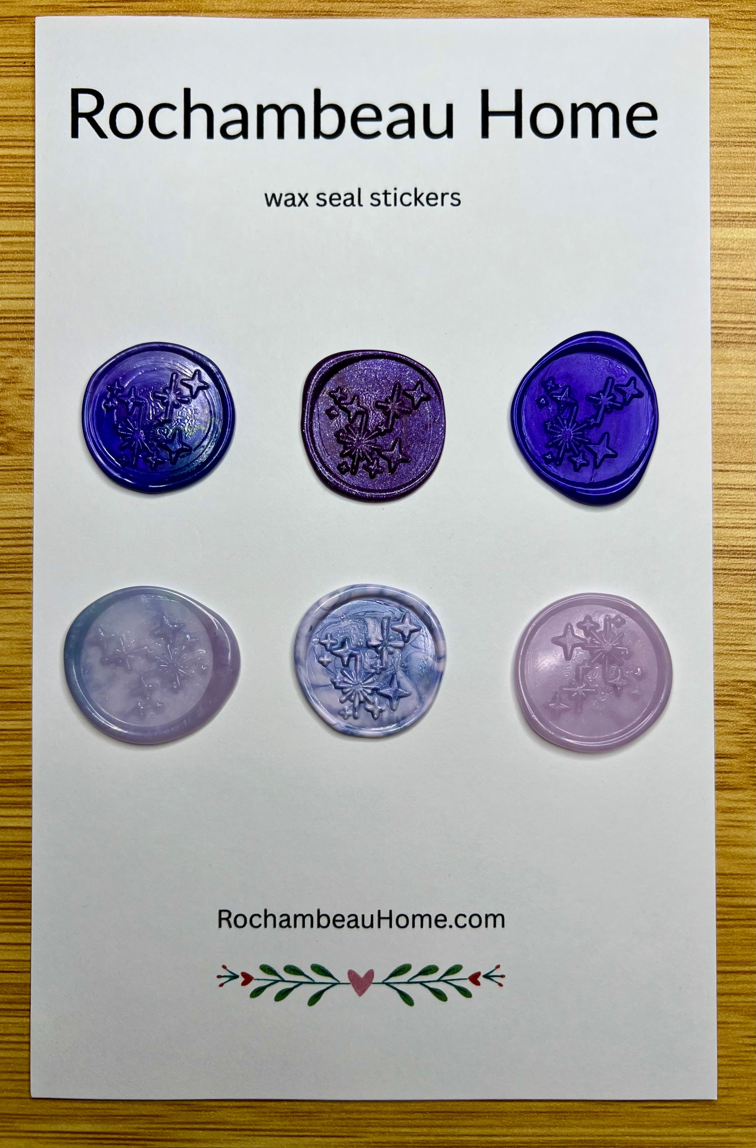 Written in the Stars wax seal stickers in a purple theme
