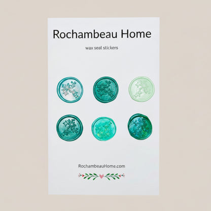 Written in the Stars wax seal stickers created by Rochambeau Home in a green theme