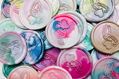 Inclusive wedding wax seal stickers created by Rochambeau Home on various colors for your occasion. 