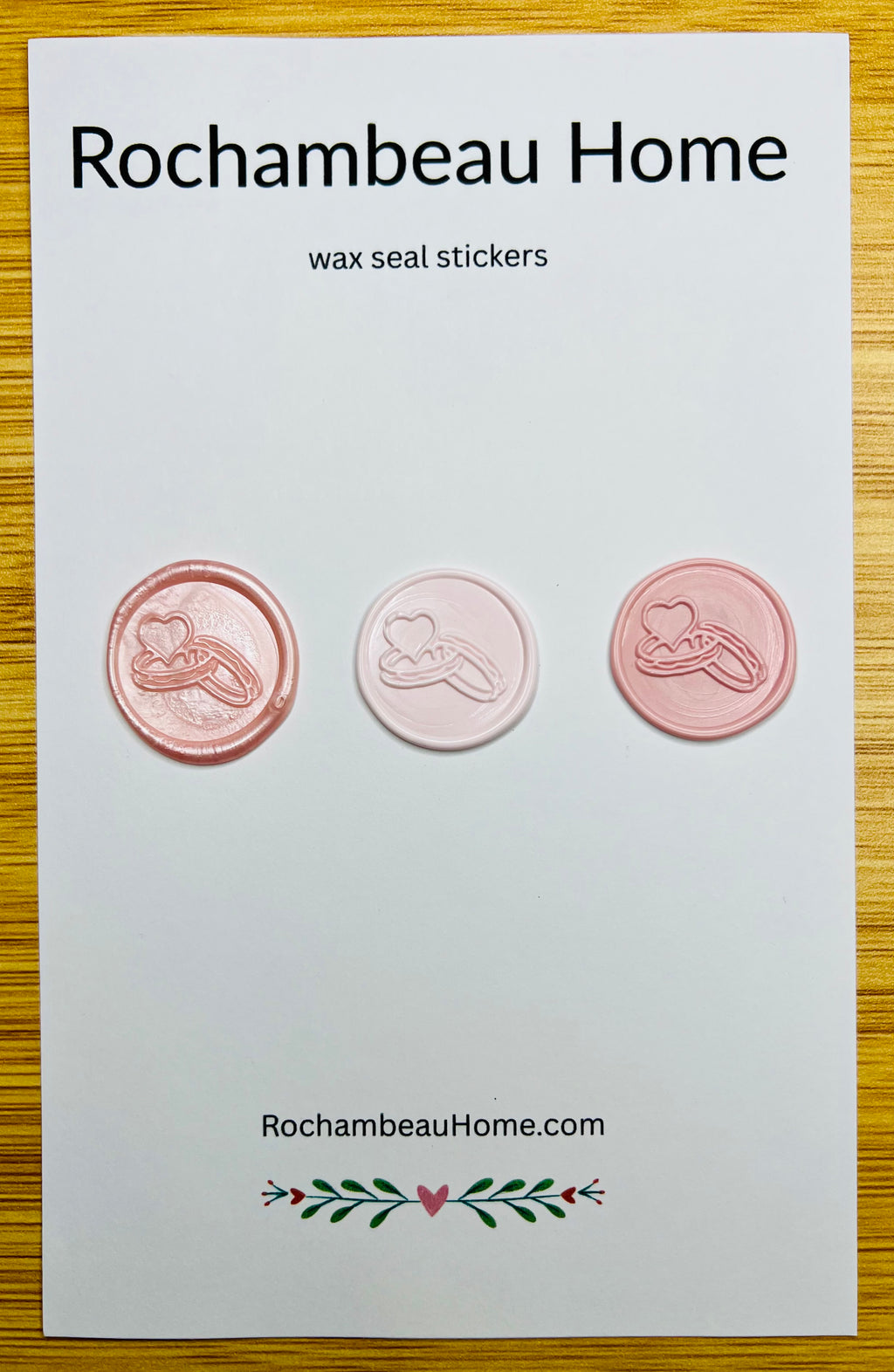 Bound in Love wax seal stickers in a pink theme