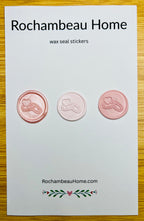 Bound in Love wax seal stickers in a pink theme