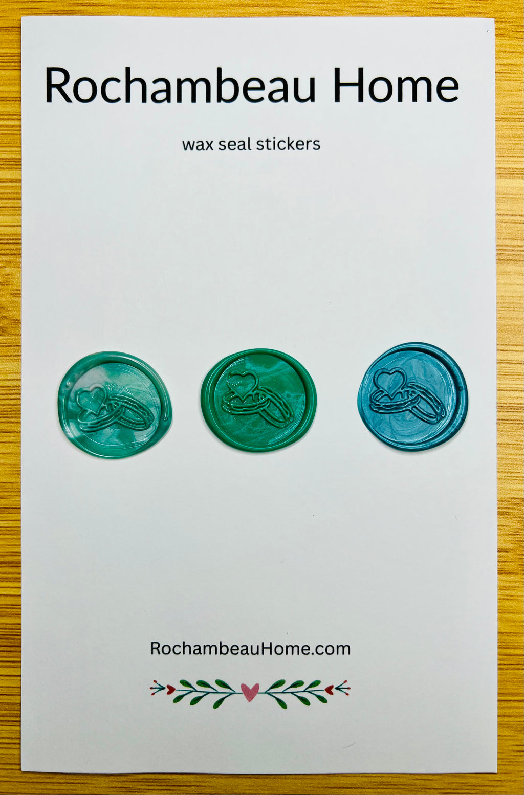 Bound in Love wax seal stickers in a green theme