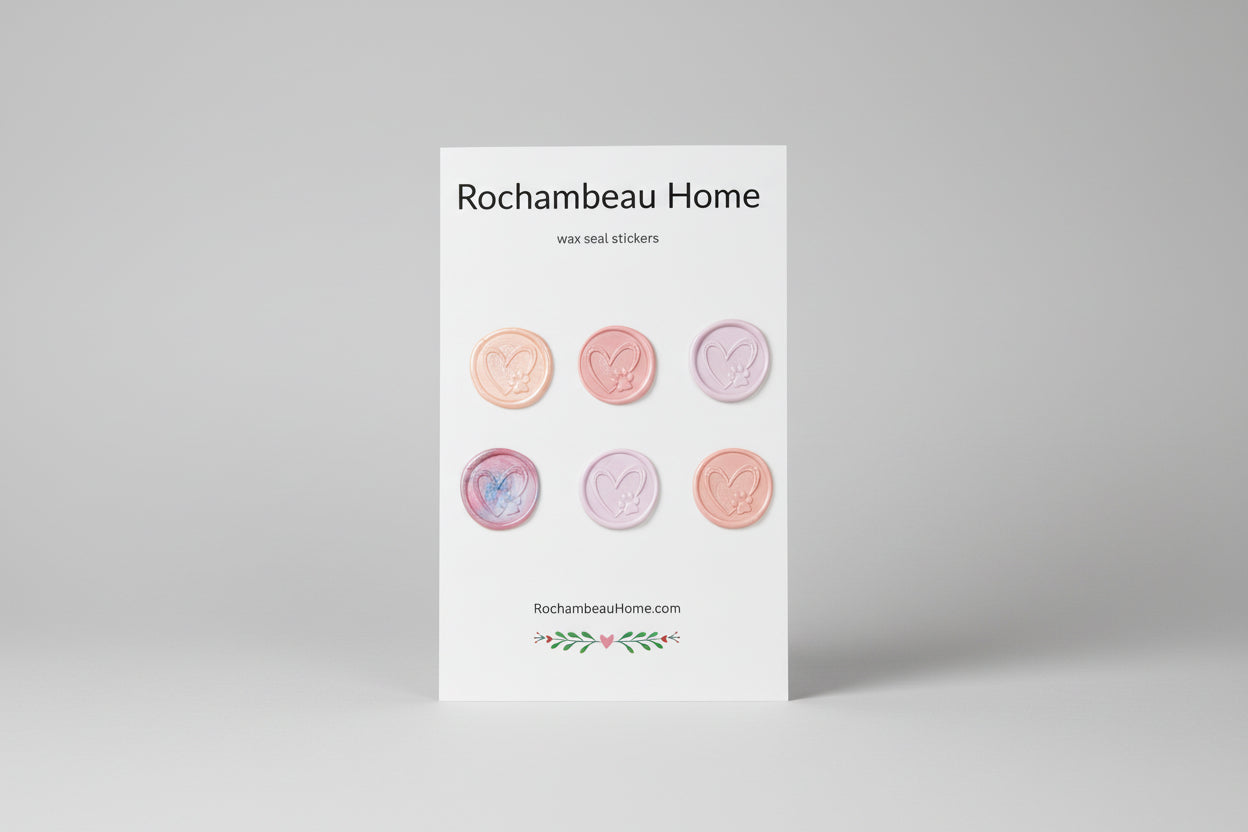 Paw & Heart wax seal stickers created by Rochambeau Home in a pink theme