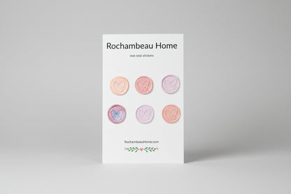 Paw & Heart wax seal stickers created by Rochambeau Home in a pink theme