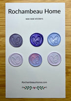 Paw & Heart wax seal stickers in a purple theme