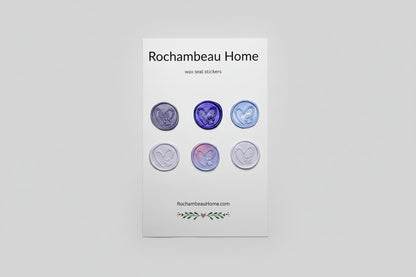 Paw & Heart wax seal stickers created by Rochambeau Home in a purple theme