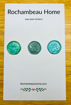 Little Print wax seal stickers in a green theme