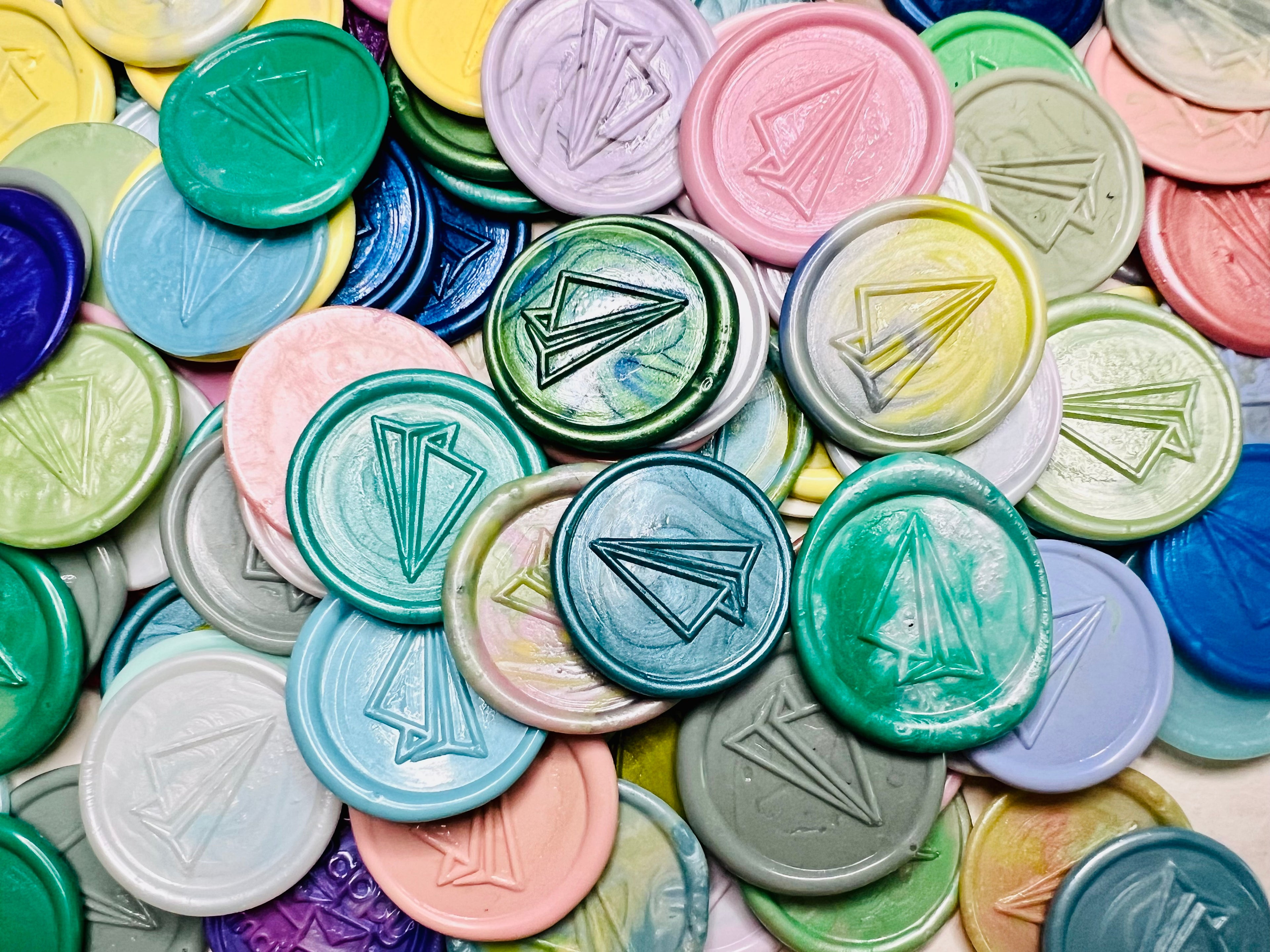Close up view of the Flight of Fancy – Paper Airplane wax seal stickers