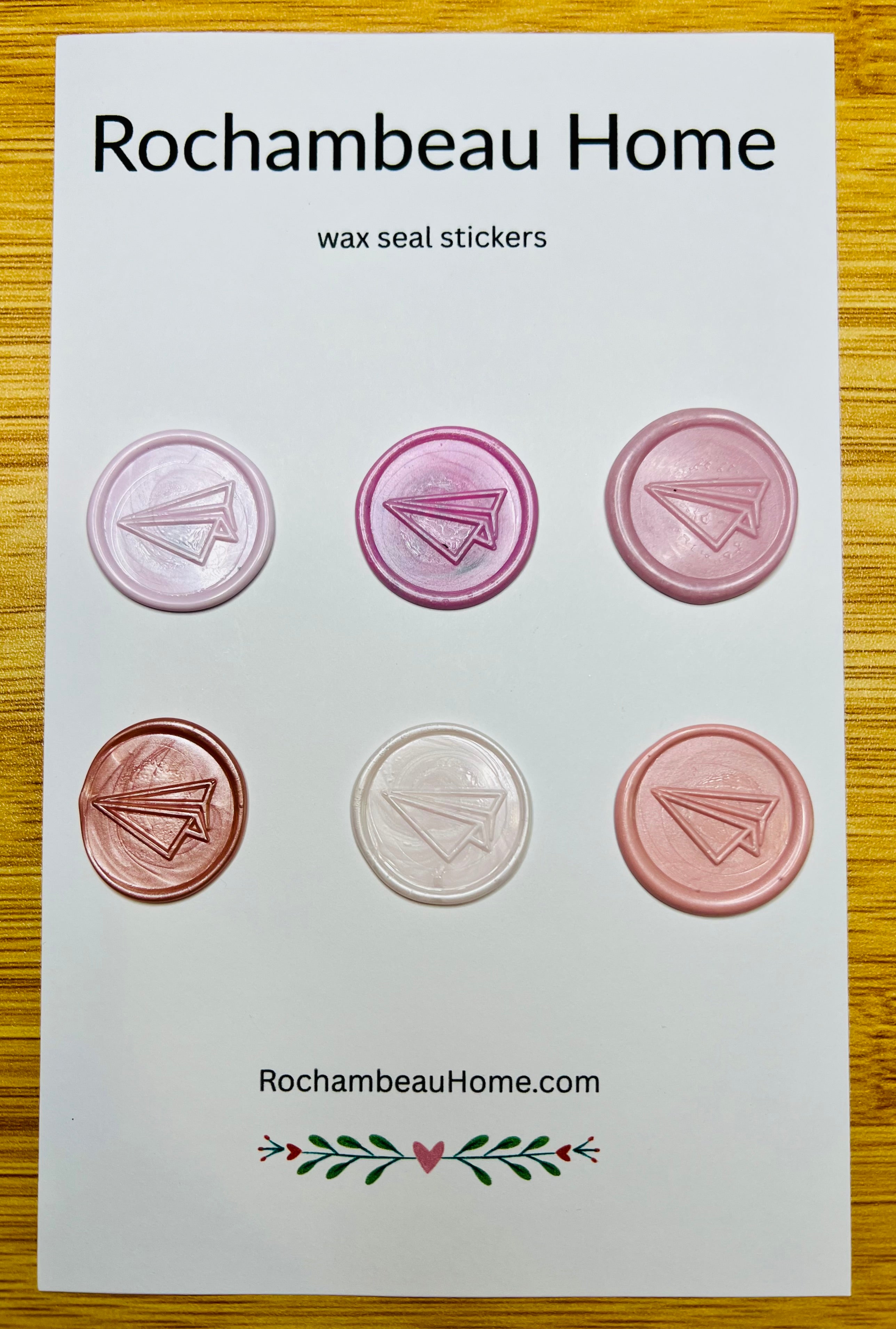 Flight of Fancy – Paper Airplane wax seal stickers in a pink theme