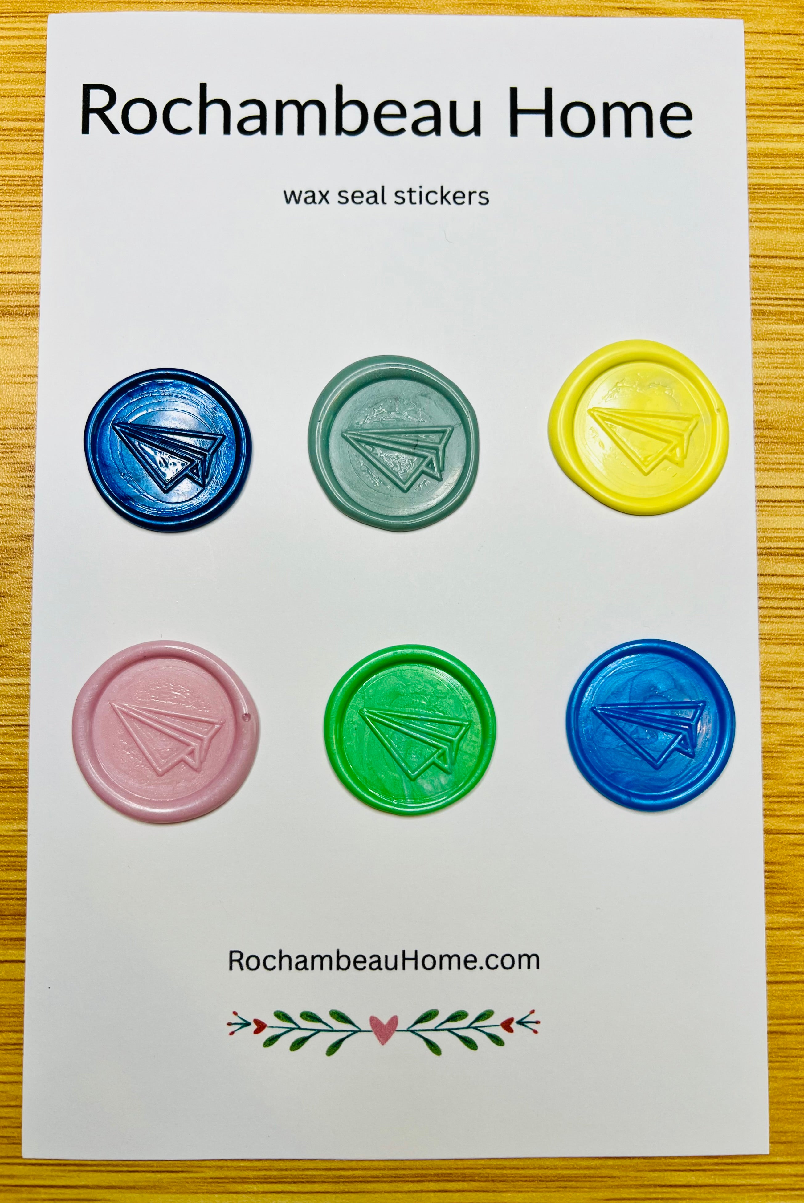 Flight of Fancy – Paper Airplane wax seal stickers in a solid multicolor theme